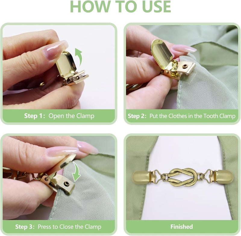 ROPAKED 3 Pcs Sweater Clips Cinch Clips Vintage Dress Clip Back Cinch Shawl Cardigan Collar Clip to Tighten Dress Pant Waist Tightener for Women - Image 3